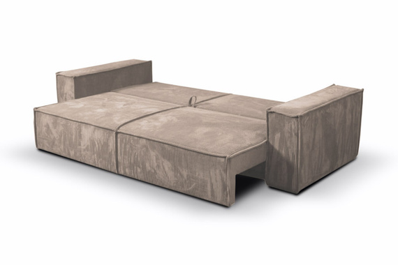 Schlafsofa mit Bettkasten und Cordstoff MONA Hellbraun