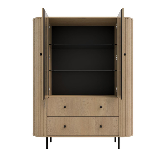 Modern Vitrine mit Glas 2 Schubladen OVI