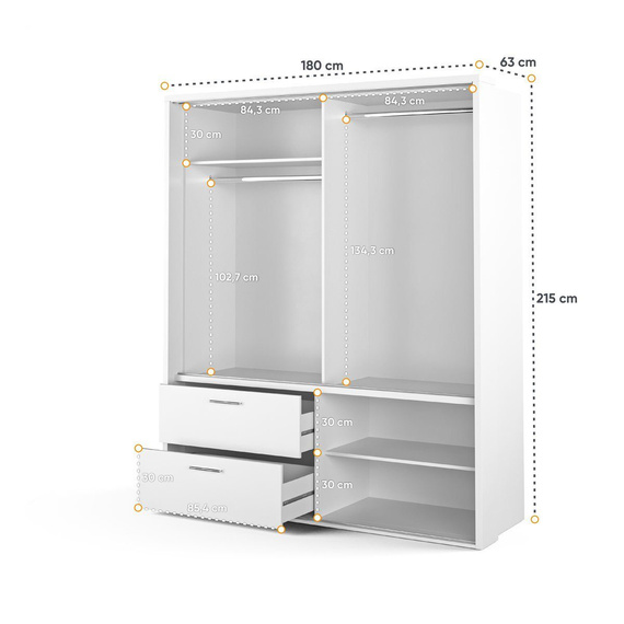 Kleiderschrank mit Spiegel ARTI Eiche artisan/Schwarz