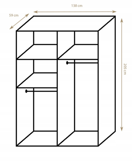 Schwebetürenschrank mit Lamellen und Spiegel LAMI eiche craft + schwarz
