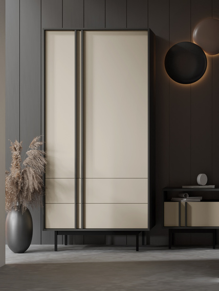 Kleiderschrank mit zwei Schubladen Beige/Anthrazit MALTS 