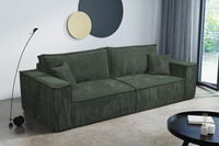 Schlafsofa mit Bettkasten und Cordstoff MONA Grün
