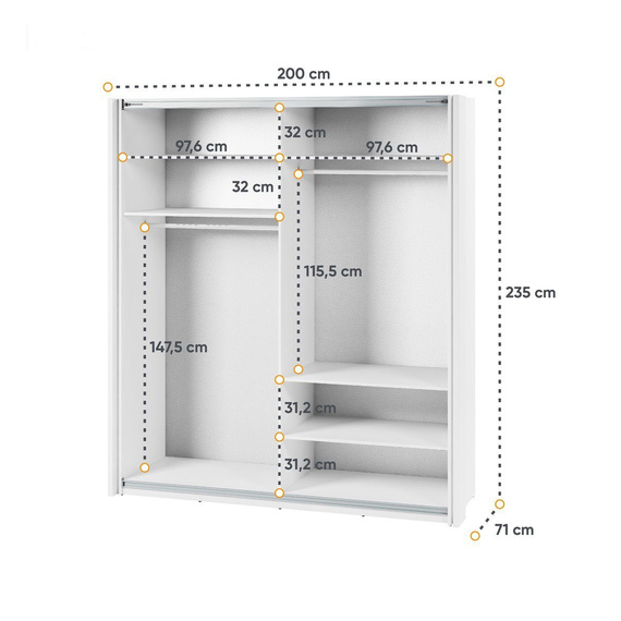 Schwebetürenschrank mit Spiegel LAVIAS Weiß