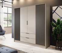 Drehtürenschrank mit Lamellen 200 cm breite Kaschmir LISA