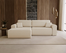 Ecksofa Cordstoff Komfort Hellbeige