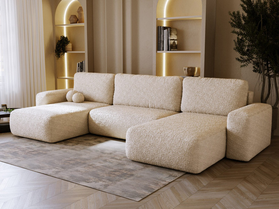 Creme Bouclé Sofa U-Form TEDIS
