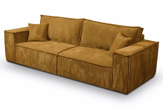 Schlafsofa mit Bettkasten und Cordstoff MONA Gelb