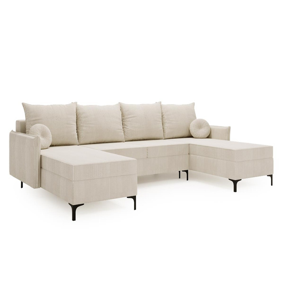 Ecksofa mit Schlaffunktion U-form LEO Beige Velvet 