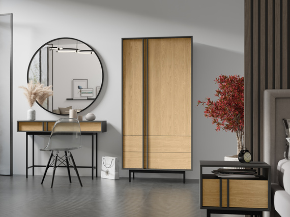 Küchenregal mit 3 Türen Eiche geölte/ Anthrazit MALTS