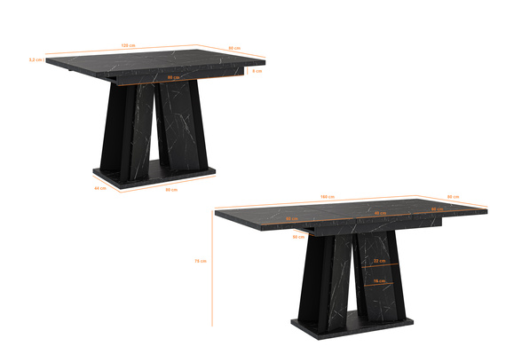 Esstisch Ausziehbar ANDZIAS 2 Schwarz Marble