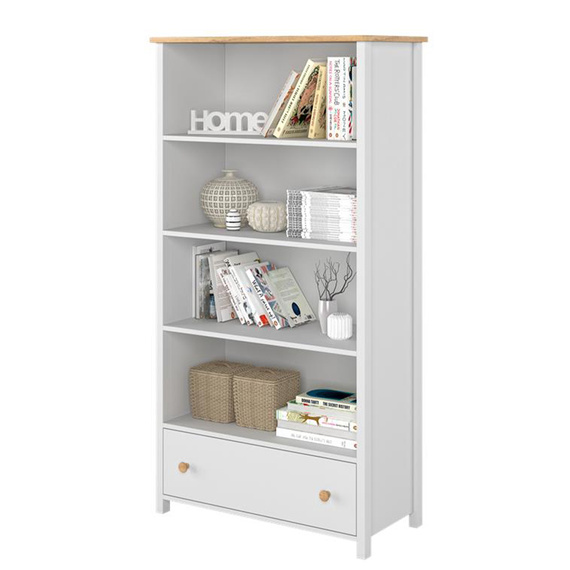 Jugendregal mit geräumiger Schublade TOMMY Weiß/Eiche nash