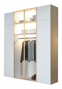 Kleiderschrank mit Glasfront und LED Weiß STEELS