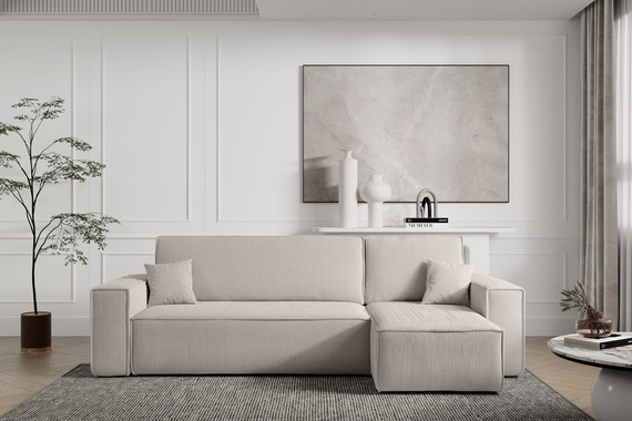 Ecksofa mit universelle Ottomane und Schlaffunktion KARL Beige