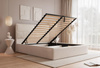 Creme Polsterbett mit Stauraum Metallrahmen 180x200 SAONA