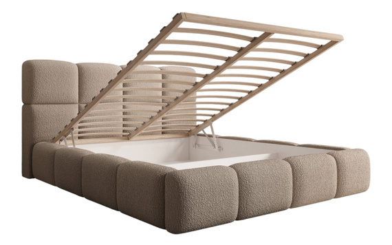 Bett mit hohem Kopfteil Holzrahmen 140x200 Graphit MERID 