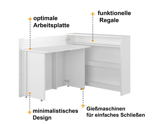 Schreibtisch Work Concept , Klappbarer Schreibtisch,multifunktionales Sideboard