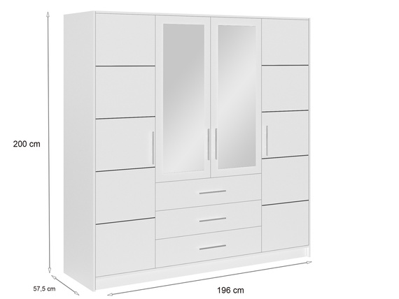 Kleiderschrank mit 4 Türen ALEX II Flaschengrün + Gold