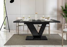 Esszimmertisch ausziehbar 120-160 cm Marmor optik BOND Schwarz