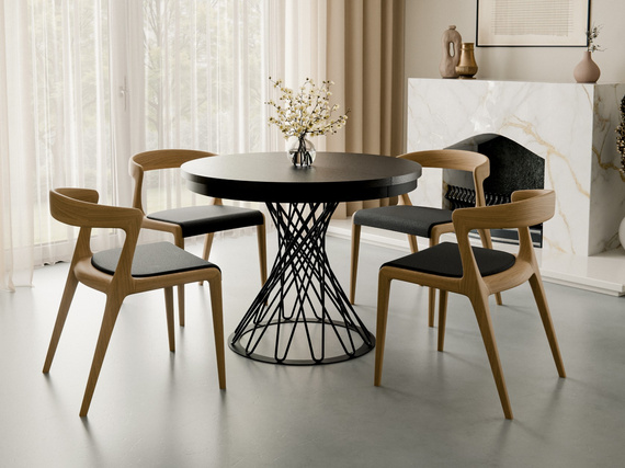 Design Esstisch schwarz Metall rund LUKO