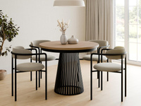 Esstisch modern mit Lamellen DAST Eiche craft/Schwarz