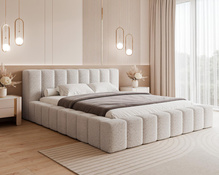 Designerbett elegant boucle Grau 140x200 CLARA