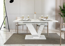 Esszimmertisch ausziehbar 120-160 cm Marmor optik BOND Weiß