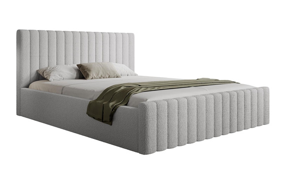 Stauraum Polsterbett Bouclé 160x200 Grau BUBBLE II