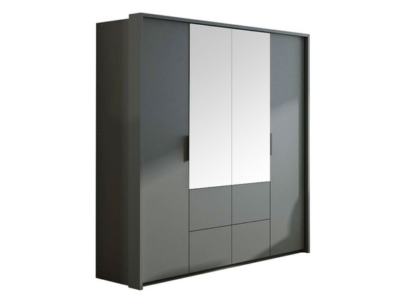 Kleiderschrank mit Spiegel und 4 Schubladen WAKS Graphit