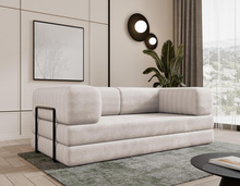 Designer Schlafsofa Cord Creme LAMILO