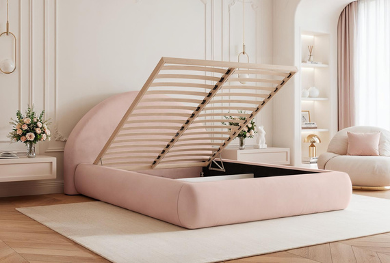 Runde Formen Polsterbett Creme 180x200