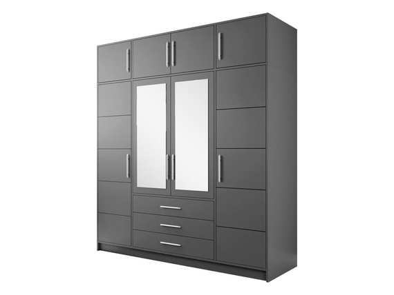 Kleiderschrank mit 4-türen und 3 Schubladen ALEX Graphit