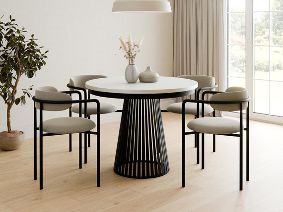 Esstisch Rund Modern Design DAST Weiß/Schwarz