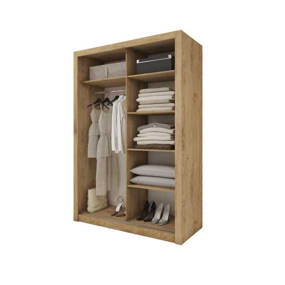 Schwebetürenschrank mit Spiegel für Schlafzimmer VENTI Eiche