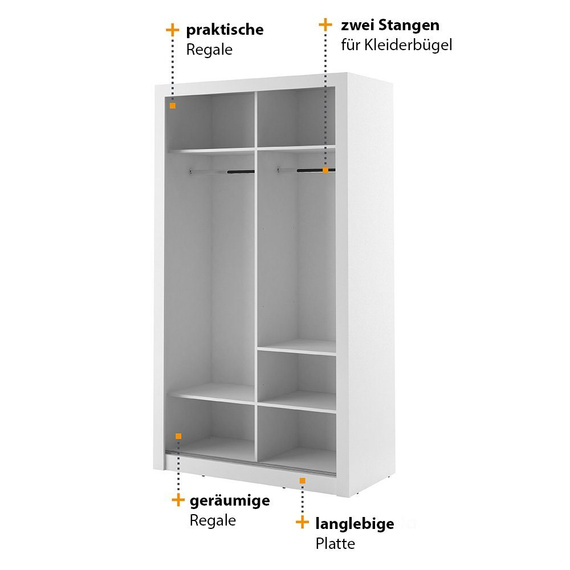 Schwebetürenschrank mit Spiegel ARTI 06 Eiche Shetland