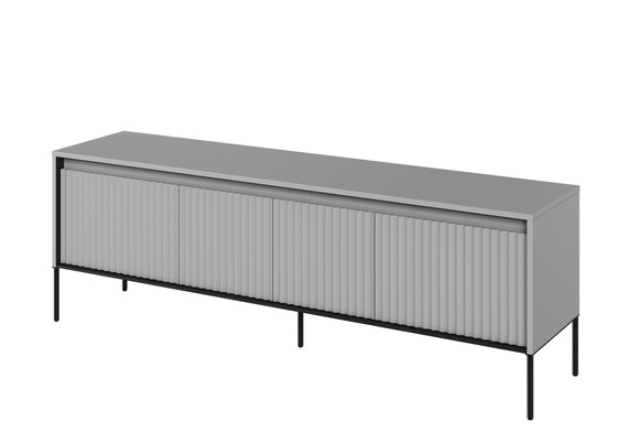 TV-Schränk mit 4 Klappen/Türen und Fronten gefräst FLORE GRAU