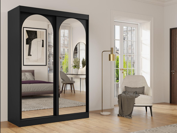 Design Schwebetürenschrank 150 Breit Schwarz LUCY