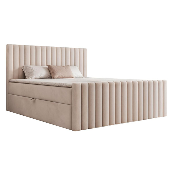 Design Boxspringbett mit Bettkasten Beige 160x200 MIAMI ll 