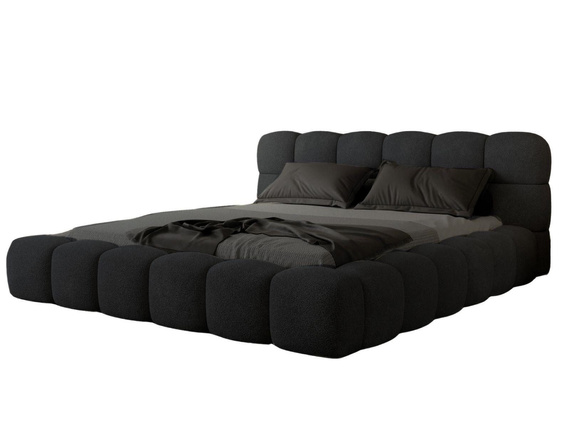 Schwarz Boucle Designerbett mit Metallrahmen 160x200 BIZU