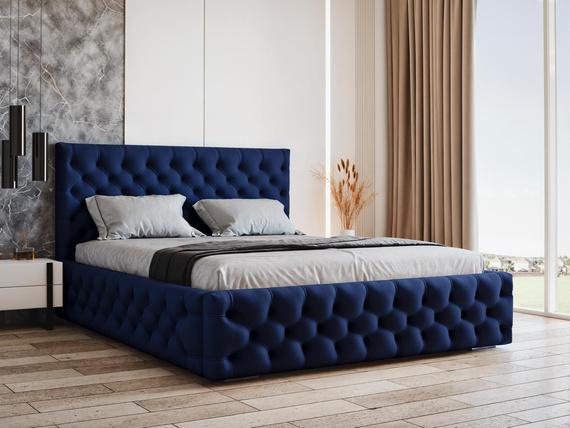Polsterbett modern Blau 140x200 LUCIA