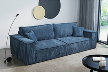 Schlafsofa mit Bettkasten und Cordstoff MONA Blau