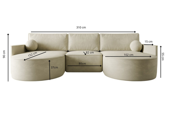 Ecksofa für modernes Wohnen U Form OLIO Graphit