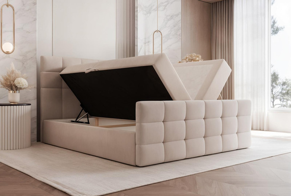 Boxspringbett Cloudy 160x200 gepolstertes beige PADDY