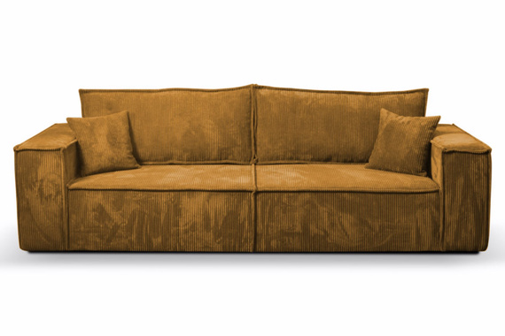 Schlafsofa mit Bettkasten und Cordstoff MONA Gelb