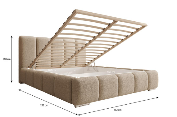  Doppelbett mit Bettkasten GRAU 140x200 Leistenlattenrost aus Holz