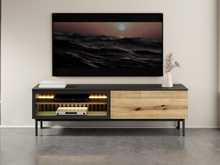 TV-Schrank 180 cm breit LUKS, Modern Lowboard mit LED-Beleuchtung