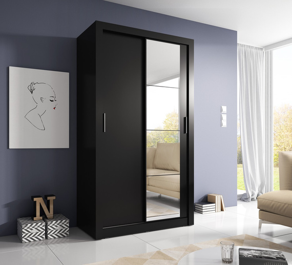 Schwebetürenschrank mit Spiegel ARTI 06 Schwarz