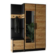 Garderoben-Set MALTI Eiche Craft + Schwarz