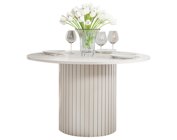 Esstisch Säulengestell mit Rillenstruktur MODERNO Kaschmir