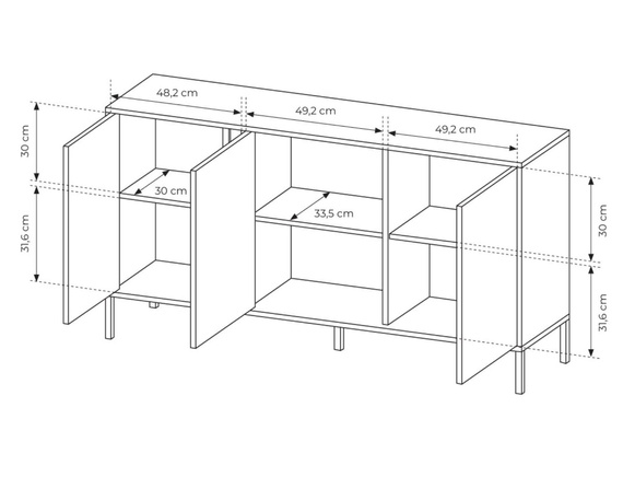 Sideboard dreitürig led NINA Beige