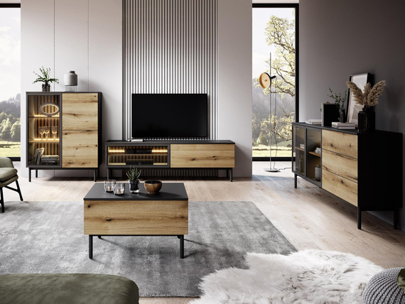 TV-Schrank industrial Schlafzimmer, 150 cm breit, 2 Türen LUKS